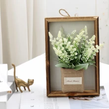 Fabric Lavender Artificial Flower Wall Hanging Decor In Wooden Frame - Multicolor - View 5