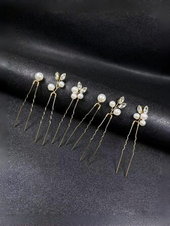 6pcs Women Pearl Hair Clips Bridal Wedding Hair Accessories Crystal Hairpins Decorations For Weddings And Parties