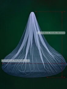 1pc Sheer Long Train Bridal Veil, Simple Solid Color Hair Comb, Wedding & Wedding Party Accessory, Multiple Sizes