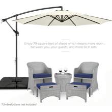 10ft Offset Hanging Market Patio Umbrella W/Easy Tilt Adjustment, Polyester Shade, 8 Ribs For Backyard, Poolside, Lawn And Garden