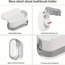 牙刷架，壁挂式浴室收纳架，用于电动牙刷杯，无需钻孔 - 彩色 - 查看 4