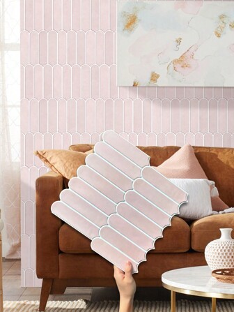 COMMOMY 常见 1 件/10 件/20 件哑光 3D 瓷砖贴纸粉色鱼鳞墙板，厨房即撕即贴防溅板瓷砖，3D 防水瓷砖贴纸，浴室装饰，家居装饰