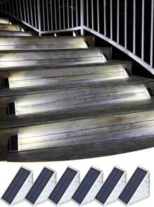 2/6PCS Outdoor Solar Triangle Light, Solar Staircase Light, Solar Landscape Light, 10/13LED IP65 Waterproof Light. Suitable For Courtyard, Villa, Balcony, Garden, Stairs, Streets And Other Outdoor Decorative Atmosphere Lighting., Solar Lights Outdoor