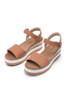 Women's Sandals Platform Open Toe Ankle Buckle Stitching Comfortable Vacation Spring And Summer Wedge Sandals - 棕色 - 查看 3