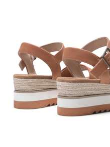 Women's Sandals Platform Open Toe Ankle Buckle Stitching Comfortable Vacation Spring And Summer Wedge Sandals - 棕色 - 查看 8