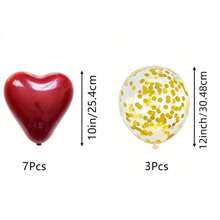 10pcs Heart-Shaped Pomegranate Red Confetti Balloons - Double Layers, Suitable For Valentine's Day And Wedding Decoration, Wedding Balloons, Wedding Decor, Home Decor, Room Decor, Party Favors Bride Gifts Birthday Graduation Birthday Decorations Party Decorations Bachelorette Decor Graduation Decorations