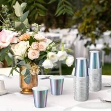 50/25pcs 9 Oz Cups, Colorful Rainbow Design For Hot And Cold Drinks, Tea, Coffee, Water, Milk, Juice, Suitable For Birthday, Wedding, Anniversary, Party Favor