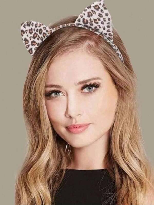 1pc Leopard Animal Cartoon Headband For Party & Masquerade, Sexy & Cute Cat Ear Decor Hairband Diadema Hair Hoop