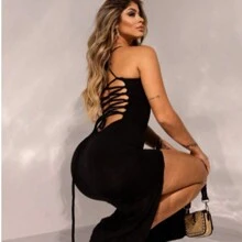 Vestido Suplex Fenda Lateral Estilo Elegante