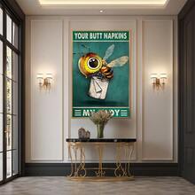 Bee Holding Paper With Text My Lady Large Wooden Framed Wall Art Home Decor Canvas Painting- For Bedroom, Bathroom, Living Room, Office, Kitchen, Holiday Gift- 1pc
