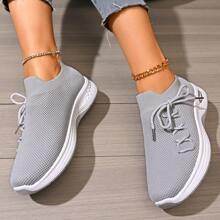 Women's Comfy Breathable Lace-Up Casual Outdoor Sports Sneakers - Grey - View 5