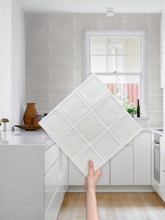  Commomy 1pc/10pcs/20pcs Matte 3D Tile Sticker, Peel And Stick Wall Panels Indoor, Grid Wall Stickers,Self-Adhesive Wall Tile For Home Decor,Kitchen,Living Room,Bathroom,Wall Decor