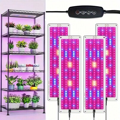 4Pack Grow Light,Ultra-Thin Panel Grow Lights For Indoor Plants,600 LEDs Grow Lights For Under Cabinet Plant, Red Blue White Spectrum Grow Lamp With 3/6/12H Timer,6 Dimmable Levels For Plants Growing,Valentine's Day Gift