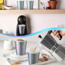 50/25pcs 9 Oz Cups, Colorful Rainbow Design For Hot And Cold Drinks, Tea, Coffee, Water, Milk, Juice, Suitable For Birthday, Wedding, Anniversary, Party Favor