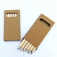 Set de mini creioane colorate de 3,5 inchi/8,8 cm, 6/12 bucăți, în ton natural din lemn, articole de papetărie pentru desen de artă pentru studenți, cadou pentru întoarcere la școală/de vacanță