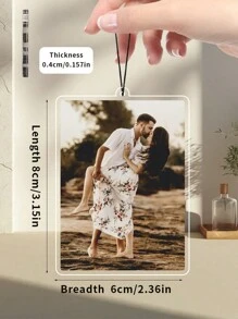 1pc3pcs Customized Photo Acrylic Car Central Control Backpack Pendant, Double-Sided Effect, Personalized With Your Favorite Memories, Perfect For Couples, Friends, Pets, Valentine's Day, Valentine's Day Decor Gifts Birthday Graduation, Home Refresh