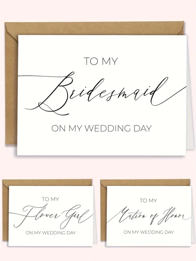 1pc Elegant Bridesmaid/Matron Of Honor Wedding Day Card, Heartfelt Greeting For Her, With Envelope, Perfect For Wedding Celebrations