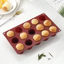 1pc 24-Cup Round Silicone Cake Mold, Silicone Baking Tray, 15-Cup Small Cake Baking Mold - Camel - View 5