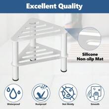 Metal Corner Shower Foot Stool For Shaving Legs, Shower Foot Rest Bench For Iwe Shower With Storage Shelf, Small Step Stools, Waterproof Non-Slip Bath Stool To Sit (White) - trắng - Xem 3