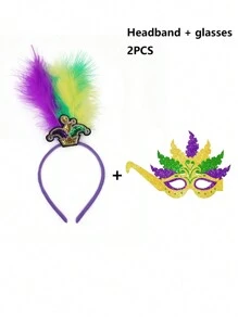 12/6/2/1pc Shiny Party Street PVC Plastic Headbands And Masks, Suitable For Festival Celebration, Outdoor Party, Masquerade Prom - Multicolor - View 8