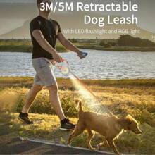 1pc Automatic Retractable Lead Rope, Double Light And Light Dog Leash, 3M/5M Two Sizes, Macaron Color, .Dog Things