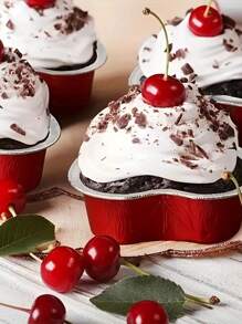 20/30/50/100 件装铝箔心形纸杯蛋糕，带盖心形铝箔蛋糕盘，情人节、母亲节、婚礼一次性迷你蛋糕模具 - 烤箱和空气炸锅 Sa