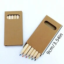 Set de mini creioane colorate de 3,5 inchi/8,8 cm, 6/12 bucăți, în ton natural din lemn, articole de papetărie pentru desen de artă pentru studenți, cadou pentru întoarcere la școală/de vacanță