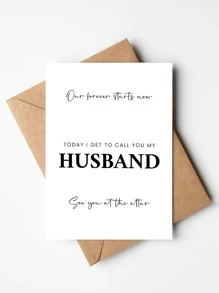 1pc Romantic Wedding Groom Card - Elegant, Heartfelt Message Include, Perfect Gift From Brideg - Multicolor - View 1