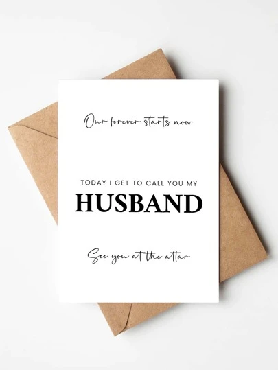 1pc Romantic Wedding Groom Card - Elegant, Heartfelt Message Include, Perfect Gift From Brideg