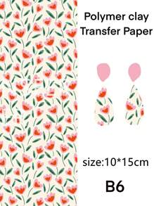 Boho Style Flower Clay Transfer Paper Flower Marble Transfer For Polymer Clay, Magic Transfer Paper For Polymer Clay Jewelry Earring Making Stickers