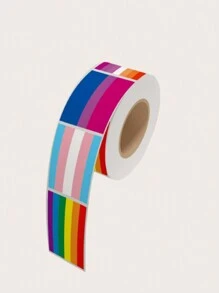 500pcs/Roll LGBT Rainbow Striped Pattern Stickers,School Supplies,Back To School