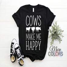 Camiseta Las vacas me hacen feliz, camiseta de vaca, camiseta de vaca, camiseta de vaca, camiseta de vaca, camiseta de vaca, camiseta de granja, camiseta de vaca, camiseta de amante de las vacas, camiseta de vaquera, - Negro - Ver 1