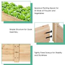 Lifezeal Wooden Vegetable Raised Garden Bed Backyard Patio Grow Flowers Planter - 自然的 - 查看 4