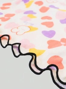 2pcs/Set Summer Heart Ruffle Sleeve Cute Girl Nightgown Set - Multicolor - View 8