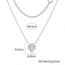 1pc Minimalist Luxury 925 Silver Light Gold/Silver Plated Four-Leaf Clover Pendant Necklace, Fashionable & Versatile For Women Everyday Casual Wear, Gift - Four Leaf Clover - View 8