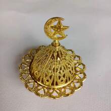 Suport pentru lumânări stil 1buc, aragaz elegant de birou auriu, arzător de tămâie cu tavă metalică, borcan de masă cu difuzor de bețișoare creativ cu accesorii, prins de vise pentru decor de masă, mini arzător de tămâie cu gol de aur, arzător de tămâie din lemn de santal din metal pentru aromaterapie