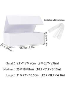 1 pieza - Caja de regalo blanca, caja de regalo de 9 pulg. x 6.7 pulg. x 2.8 pulg., reutilizable con tapa y cierre magnético, rectangular y plegable para propuesta de novio, boda, Navidad, Halloween, embalaje de regalo de cumpleaños - Blanco - Ver 8