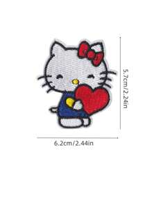 Sanrio 1 pezzo Patch termoadesivo carino con gattini cartoni animati e motivi anime, per decorare vestiti, t-shirt, borse, scarpe, ricamo su tessuto
