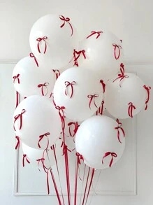 10pcs Latex Balloon & 20pcs Ribbon Bows, Includes White & Pink Balloon, Black, Pink & Red Satin Ribbon Bows, For Bow Decor, Valentine's Day, Birthday Party, Wedding, Photo Shooting, Princess Party, Bridal Shower, Bachelorette Decoration - Multicolor - View 9