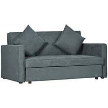HOMCOM 2 Seater Sofa Bed, Convertible Bed Settee, Modern Fabric Loveseat Sofa Couch With 2 Cushions, Hidden Storage For Living Room, Guest Room, Dark Grey - Grey - View 2