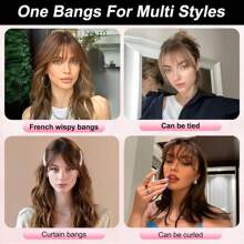 360°夹式空气刘海接发，适合有鬓角的女性，3个牢固夹子，全刘海 - Natural Black - 查看 9