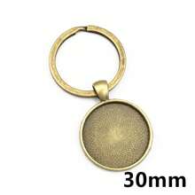 5 件钥匙扣带吊坠边框空白适合 20/25/30 毫米凸圆形底座镶嵌 DIY 钥匙扣钥匙圈配件耗材