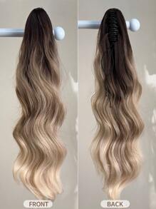 24-Inch Ombre Wavy Gradient Claw Ponytail Clip-In Heat Resistant Synthetic Hair Extension, Suitable For Women, Girls, Party And Daily Use - Ombre - View 7