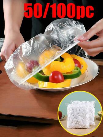 100 قطعة من الأغلفة الغذائية القابلة للتخلص منها، قبعات الاستحمام، أغطية الأحذية، غشاء المطبخ السميك، غشاء حفظ الطعام للثلاجة المنزلية، أغطية مطاطية قابلة للإطالة، أكياس حماية الطعام من الغبار والرذاذ، أغطية أوعية الطعام المتبقية، للنزهات والرحلات المنزلية الخارجية