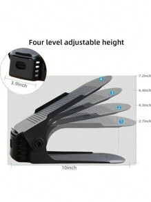 10pcs Adjustable Creative Storage Shoe Rack ,Shoe Slot Organizer- Space-Saving Organizer For Entryway, Hallway, Living Room, Dormitory ,Bedroom Cloest, Bathroom - Convenient Storage - Black - View 2