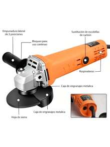 Esmeriladora Angular Pulidora  Accesorios Color Naranja Frecuencia860 W 127v +10 60 Hz - Tipo de Enchufe A USA (110-127V) - Ver 2