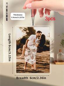 1pc3pcs Customized Photo Acrylic Car Central Control Backpack Pendant, Double-Sided Effect, Personalized With Your Favorite Memories, Perfect For Couples, Friends, Pets, Valentine's Day, Valentine's Day Decor Gifts Birthday Graduation, Home Refresh
