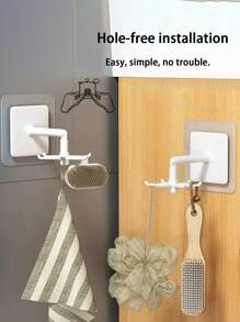 4pcs Damage-Free No-Drill Rotating 360 Degree Hooks Hangers
