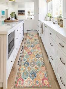 1pc Best-Seller [5mm Thickness] Boho Style Printed Kitchen Mat, Living Room Rug, Bedroom Carpet - 100% Polyester Fiber, Stain Resistant, Anti-Slip Bottom, Machine Washable - Suitable For Indoor And Outdoor Area, Kitchen, Home Decor, Room Decor, Bedroom, Laundry Room - All Season Use.