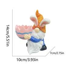 Easter Bunny Gnome Figurines Easter Egg Design Resin Rabbit Gnome Decor For Desktop Home Holiday - Yellow - View 4